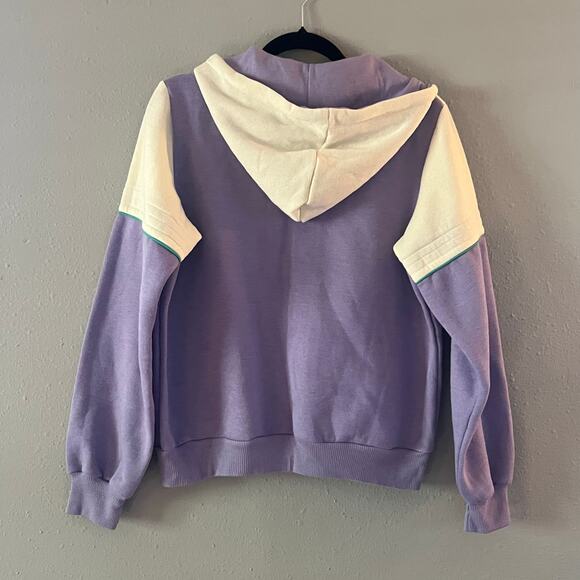 Vintage Goolagong Colorblock Hoodie Pullover L Purple Cream 80s Y2K Taiwan Retro - Picture 5 of 5